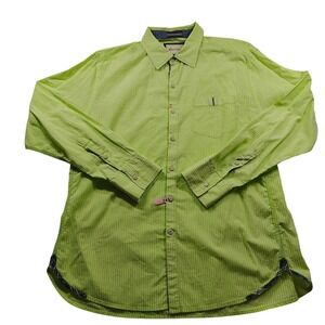 Robert Graham Stripe Long Sleeve Button Up Shirt Mens XL Green White Long Sleeve